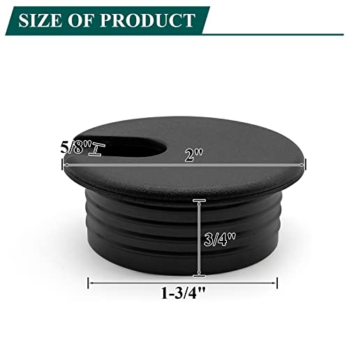 Litoexpe 2 Pcs Black Desk Cord Grommet 1-3/4 Inch